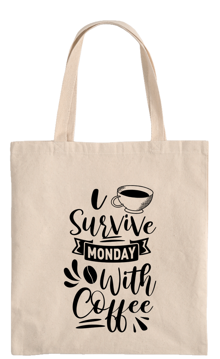 I Survive Monday With Coffee Market Bag