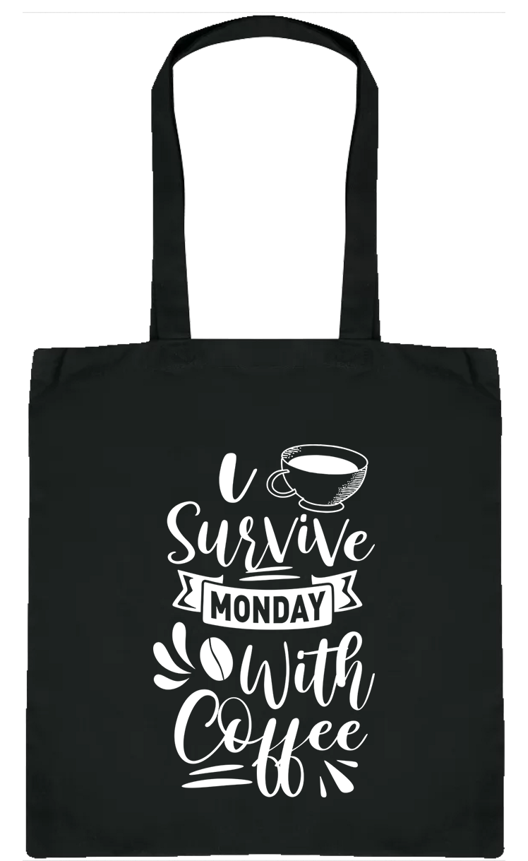 I Survive Monday With Coffee Market Bag - Image 2