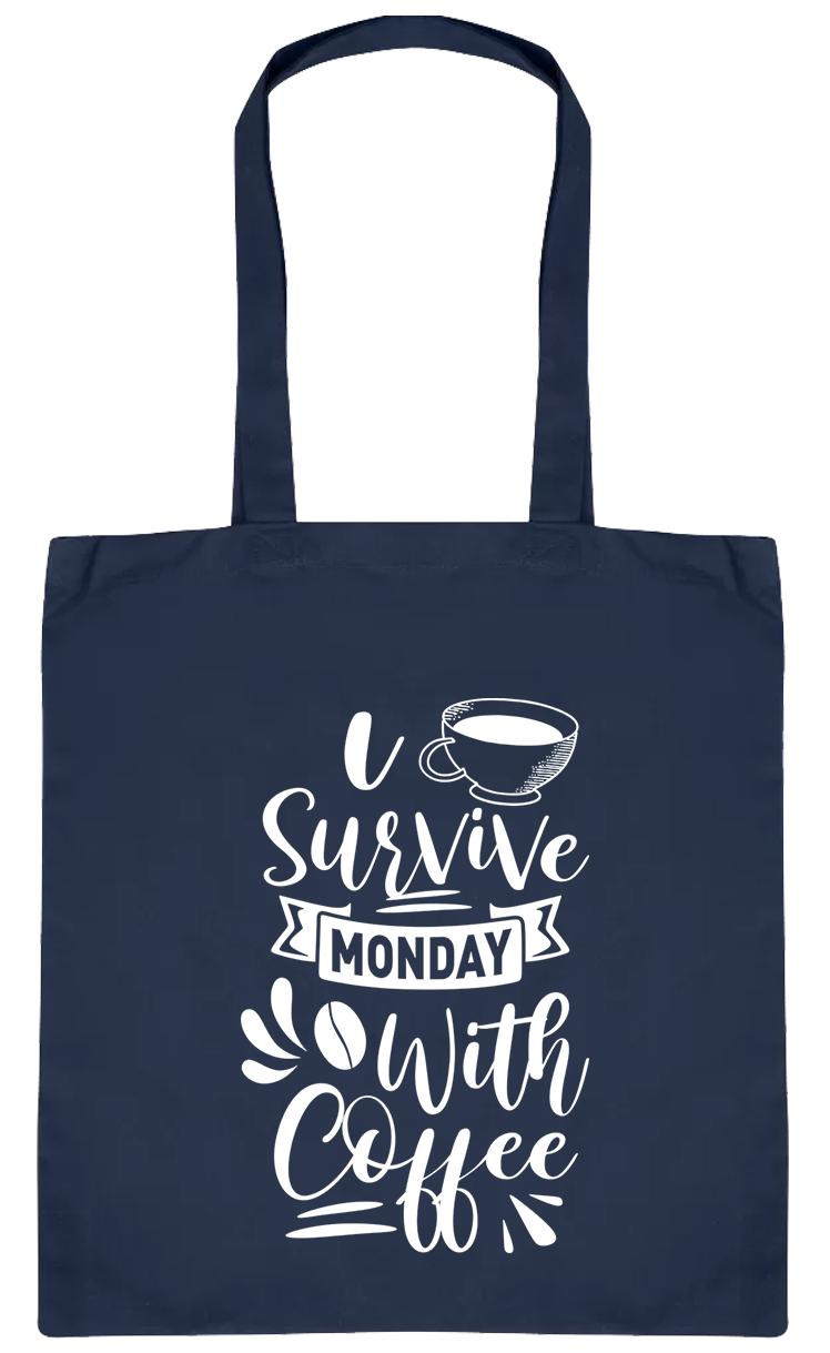 I Survive Monday With Coffee Market Bag - Image 3