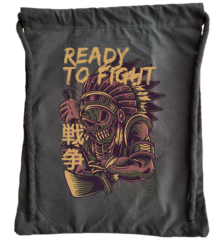 Ready To Fight Gym Sack Salt Square Print