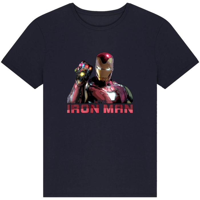 Womens Marvel Avengers Endgame I Am Iron Man Movie Quote Portrait V-Neck T-Shirt